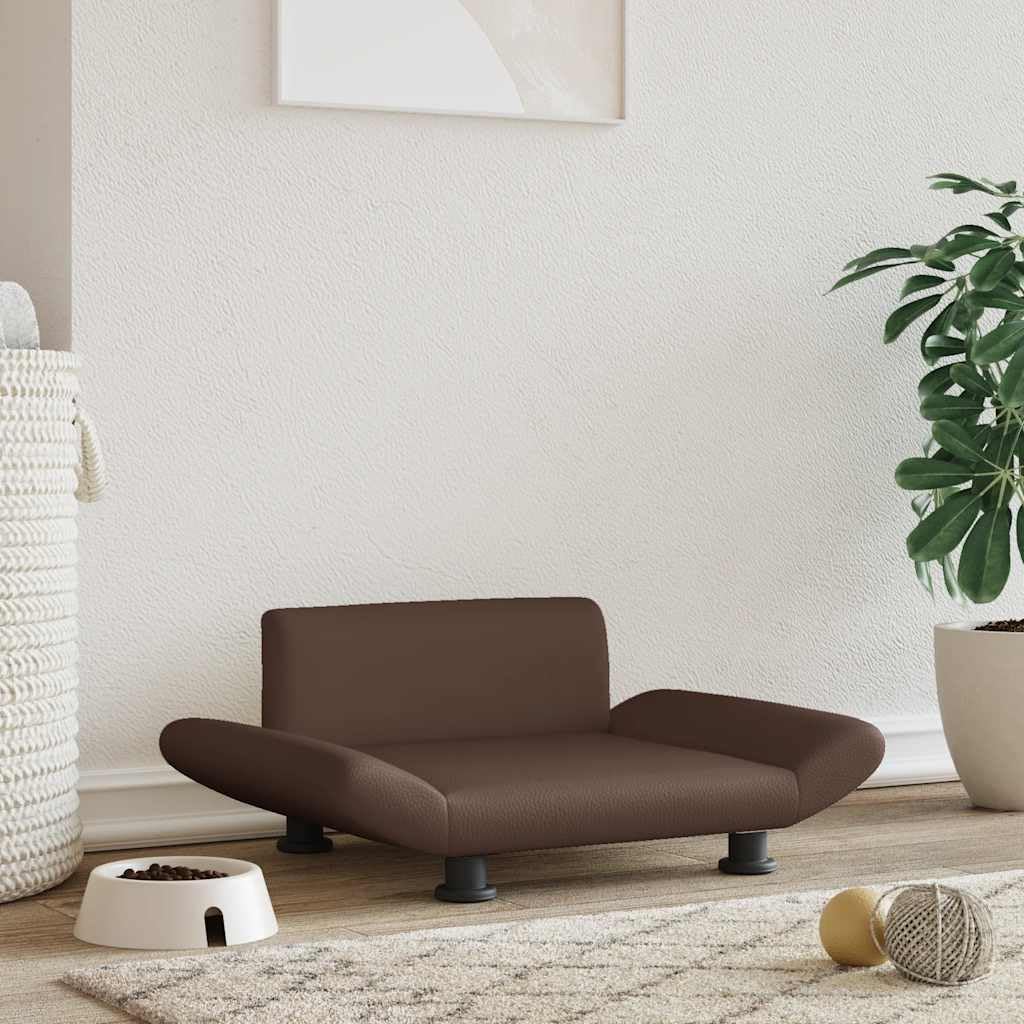 vidaXL Cama para Perros de Cuero sintético marrón 70x45x28 cm, sofá para Perros, Cama para Cachorros, Asiento para Perros, sofá para Mascota