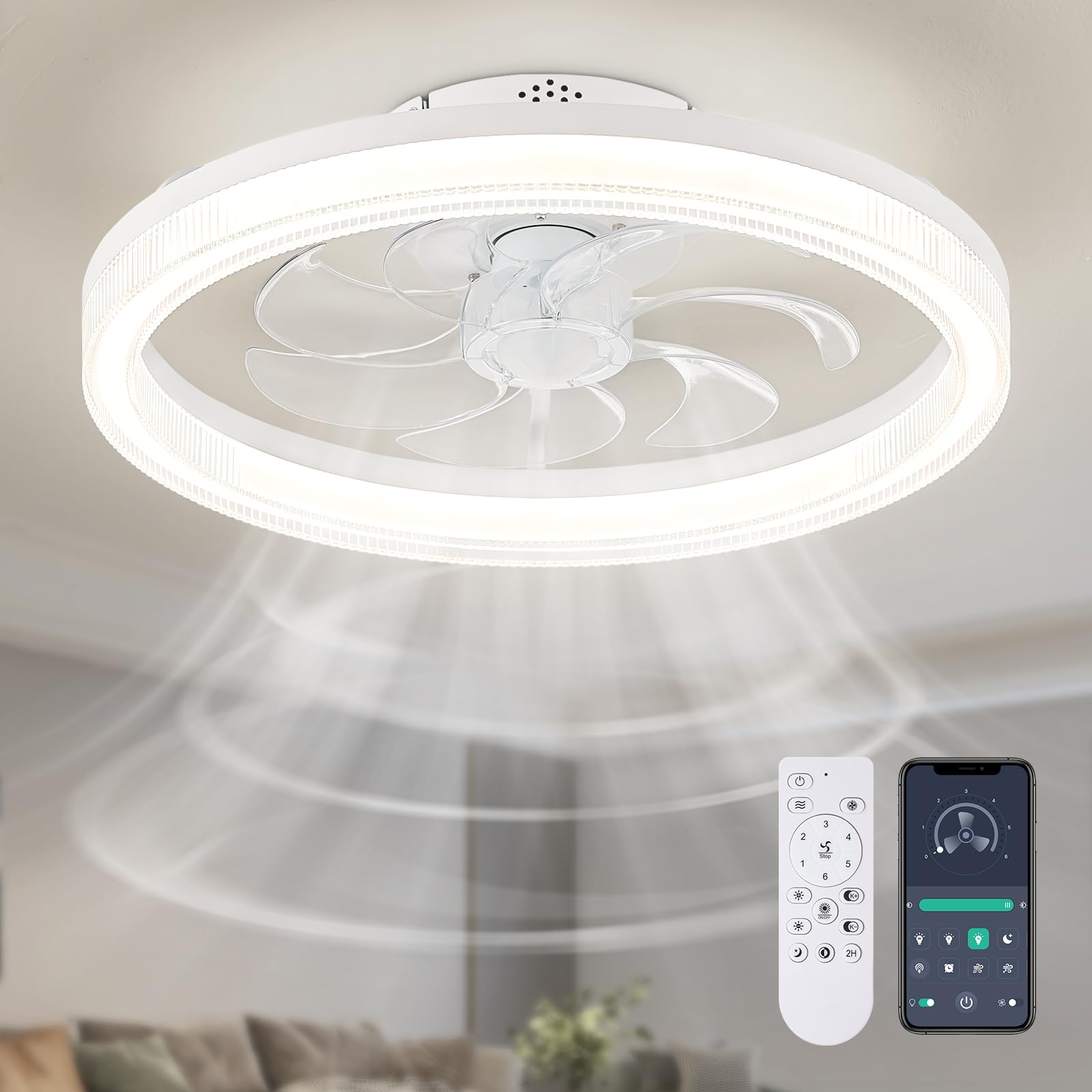 48 Crystal Ceiling Fans With Lights And Remote, Dimmable, 6 Speeds, Luxury Chandelier Fan Gold Crystal Fandelier For Dining Room Living Room Bedroom