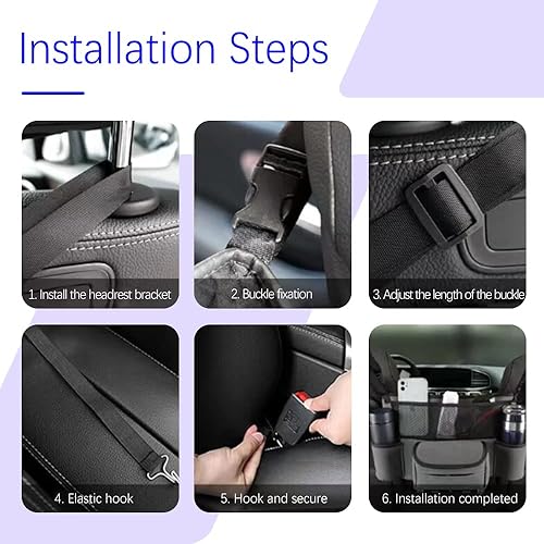 Miniatura 5 de ASUBHA Soporte para bolso de coche entre asientos, soporte de gamuza de gran capacidad, consolas y organizadores automotrices con funda de pañuelos