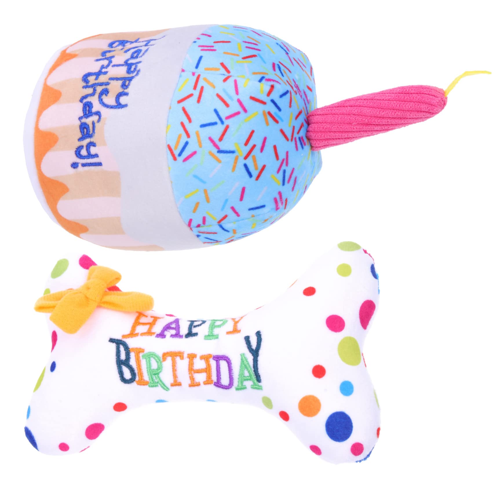 INOOMP 8pièces Jouets Peluche pour Chats Gâteau Anniversaire Et Brodé Jouets Squeaky Amusants pour Chats Intérieur pour Jeu Et Intelligence Feline