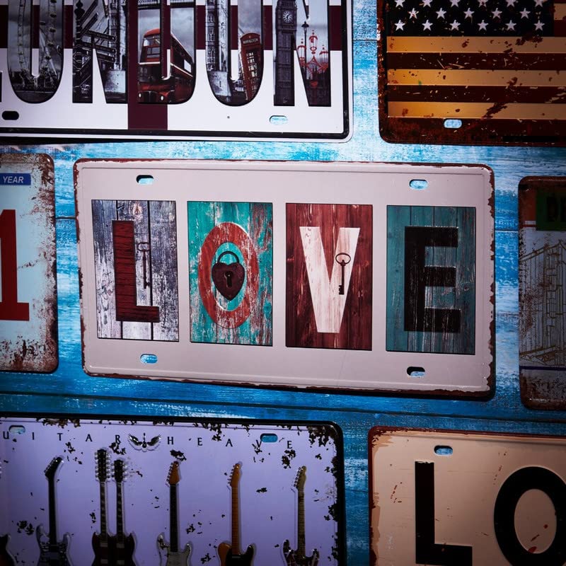 Image of Multipurpose Decor Metal Tin Sign Valentine Gift Love Decorative Tag, Graphics Wall Art Design for Cafe, Living Room