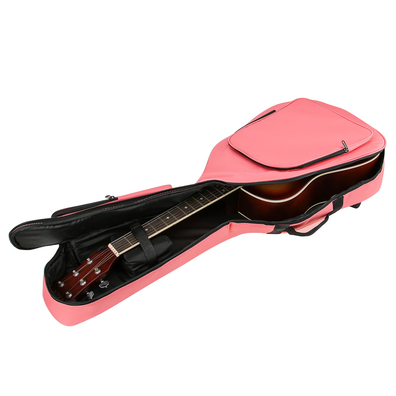 12 mm de Rembourrage d'épaisseur imperméable en Tissu Oxford Gris Grey Guitar Gig Sac pour 40 41 Pouces Guitare Acoustique avec Sangle de Cou, étui de Guitare Doux (Rose)