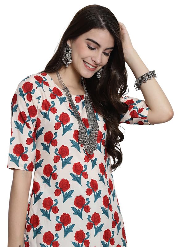 Image of 7Threads Kurti for Women|Kurti|Kurta|Kurta for Women|Crepe Kurti|Printed Kurta|Crepe Straight Kurti Kurti