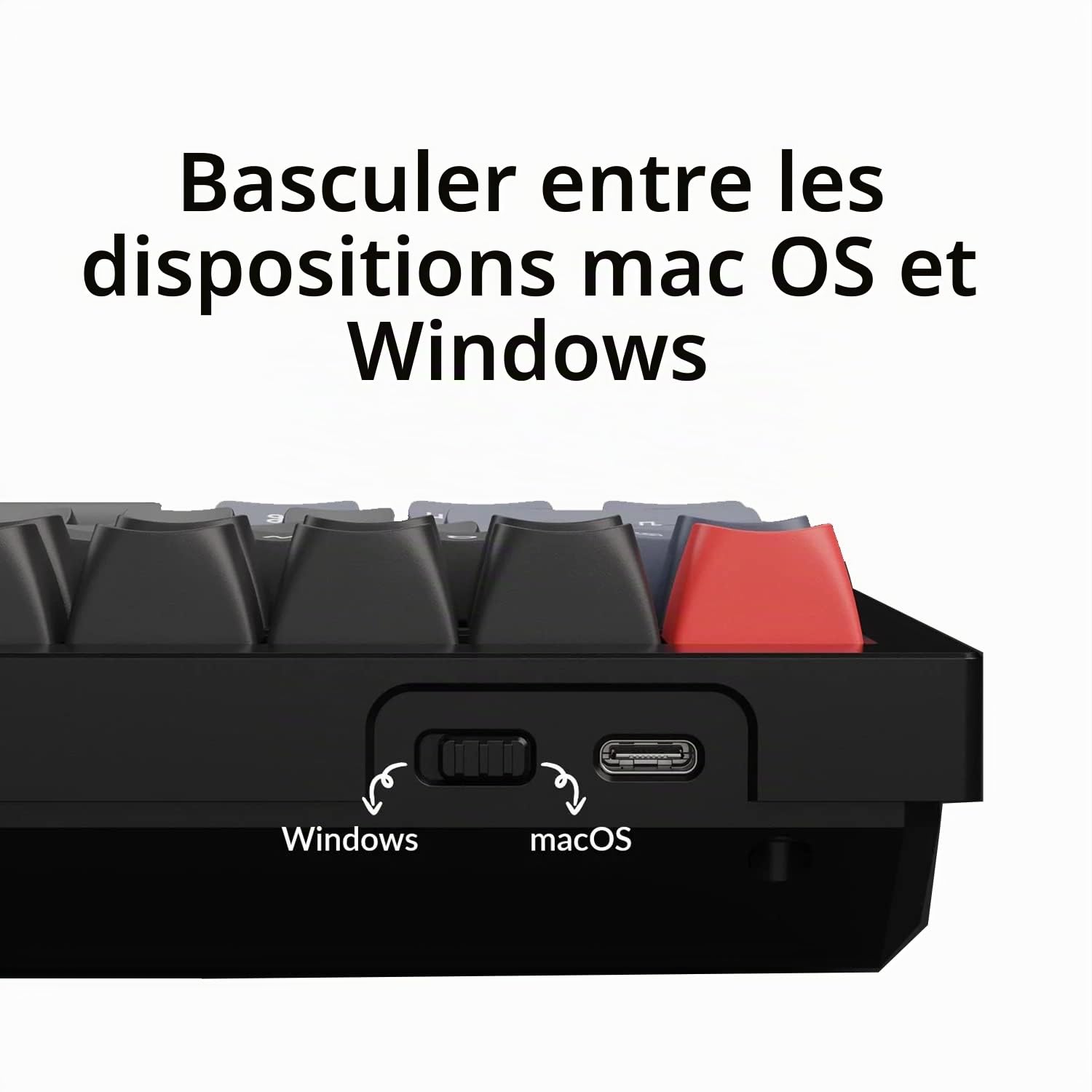 Keychron K2 QMK Clavier Mécanique sans Fil, Disposition 75%, Hot-Swap Commutateurs Banane, Rétroéclairage LED RVB et Rechargeable, Bluetooth 5.2 pour Mac/Windows/Linux, Disposition FR- Version 3