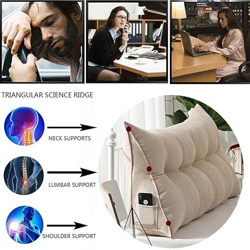 Miniatura 5 de Almohada para cabecero, cojín triangular de lectura, almohada grande con respaldo de posicionamiento, almohada para sofá cama con funda extraíble