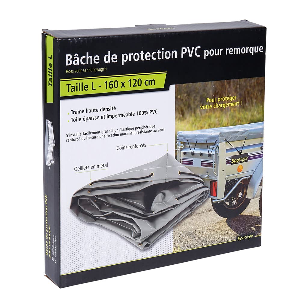 OROK - Abdeckung für Anhänger - Flachplane für Anhänger 160 x 120 cm / 400 g/m² - Größe L - wasserdichte Abdeckplane für Anhänger - Farbe: Grau - 100% PVC