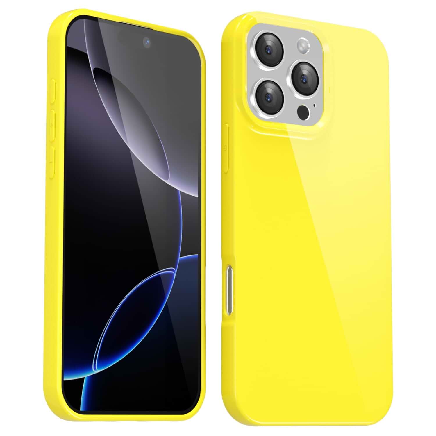 Svanove for iPhone 16 Pro Max Case Silicone, Glossy Soft Rubber Gel Jelly Cute Protective Plastic Simple Plain Phone Case Cover for Women Girl, Slim Thin Flexible Shockproof TPU, Yellow
