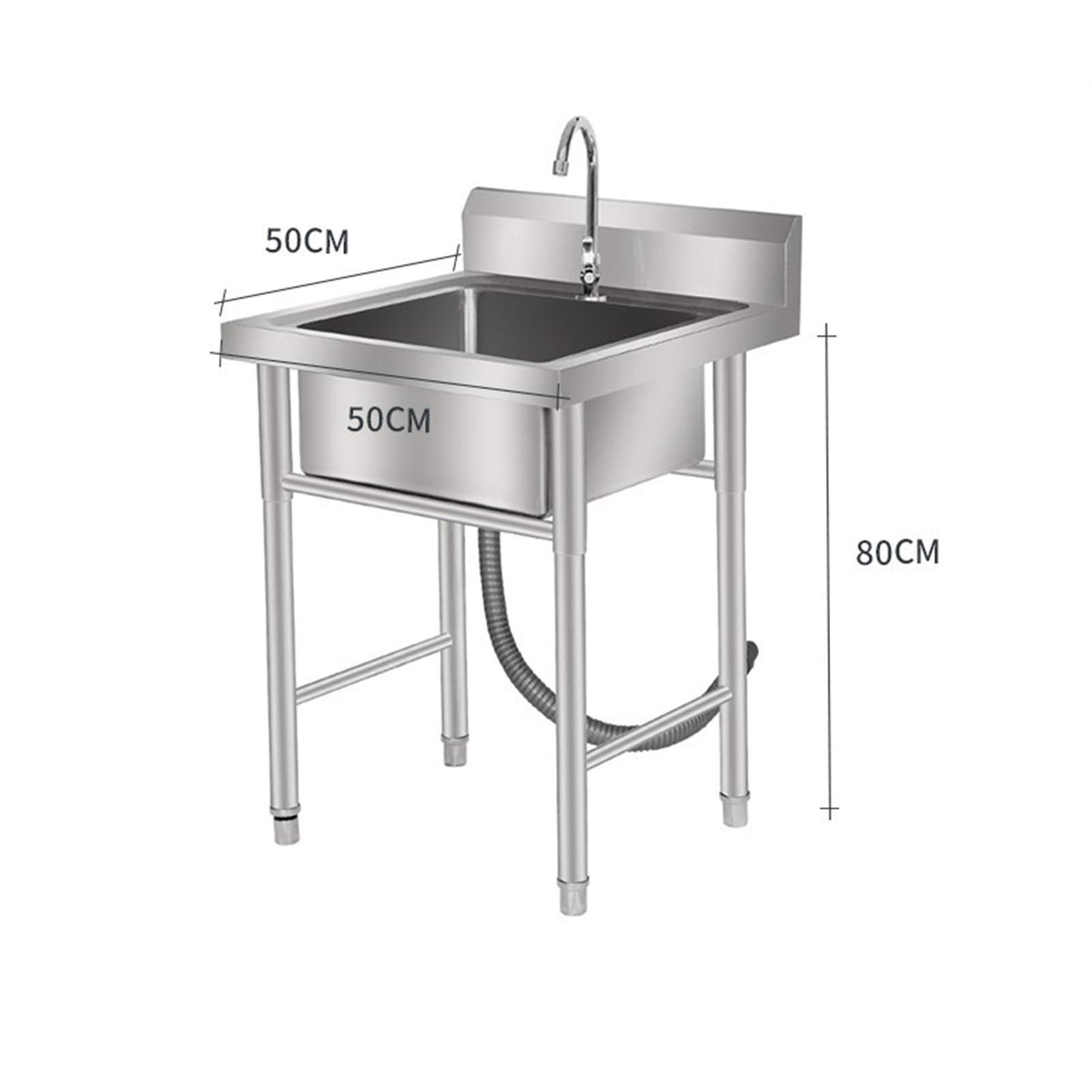 Cuve Double, Cuve Simple, Evier Cuisine 1 Bac, Evier Cuisine 2 Bacs, Evier Exterieur, Evier Inox Professionnel, Plonge Inox, Evier De Jardin, Éviers de cuisine, Épaisseur 0.8mm ( Color : 50*50*80cm )