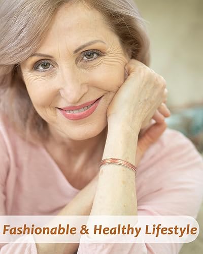 Miniatura 5 de Pulsera magnética de cobre para mujer, 99.99% de cobre puro con 3500 imanes Gauss (A)