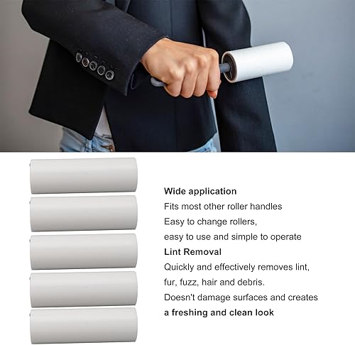 Miniatura 4 de Solo recambios de rodillo de pelusa, 5 piezas de repuesto de rodillo de pelusa extra pegajoso para ropa de pelo de perro y gato (8 pulgadas)