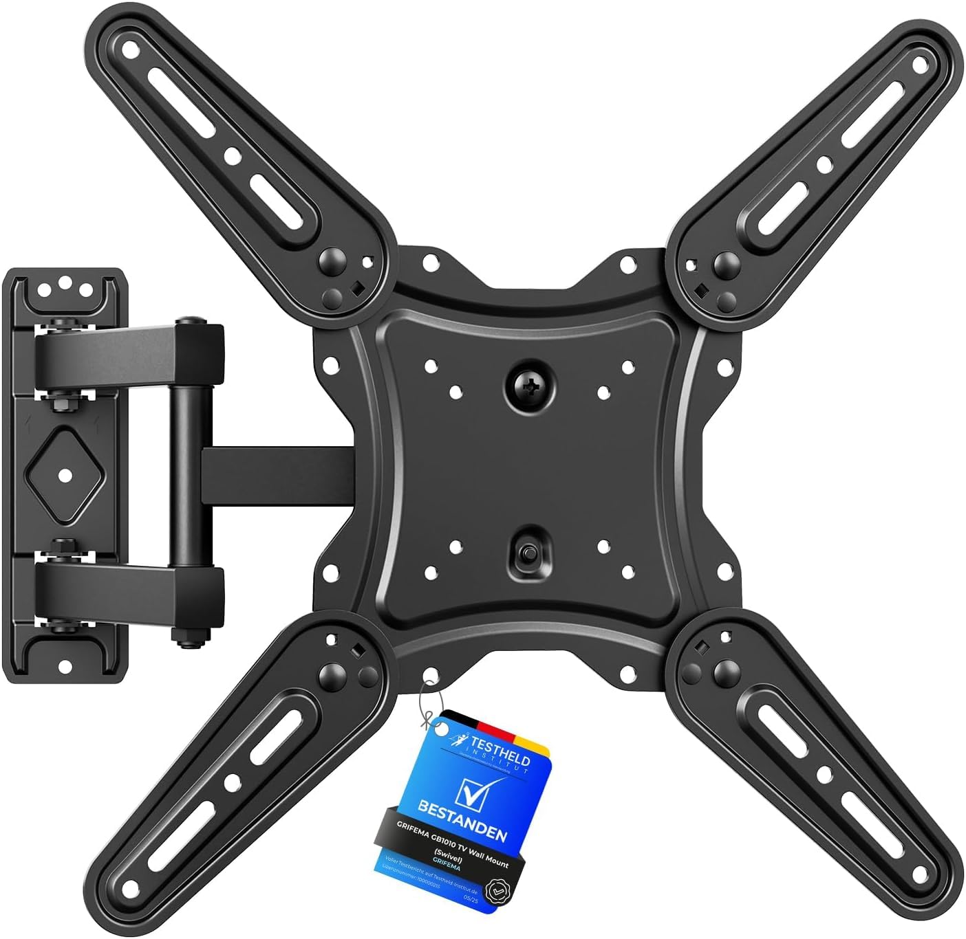 GRIFEMA GB1010 Supporto TV Parete per 26-65", Staffa TV con Braccio Girevole ed Estendibile, Fino a 35kg, VESA Max 400x400mm, Universale Porta TV da Parete, Nero