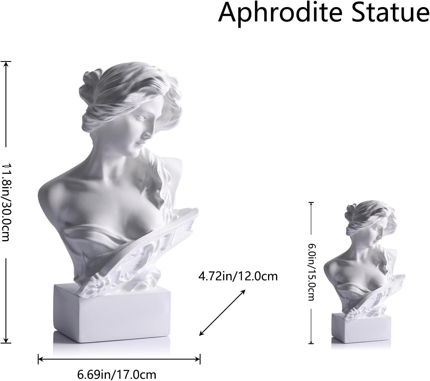 11.8" H Greek Mythology Bust Statue Decor,Artemis Statues Roman Goddess Figurines,Used for Sketch Practice Aesthetics Statues and Sculptures and Indoor Filling Space for Living Room, Bedroom (White)