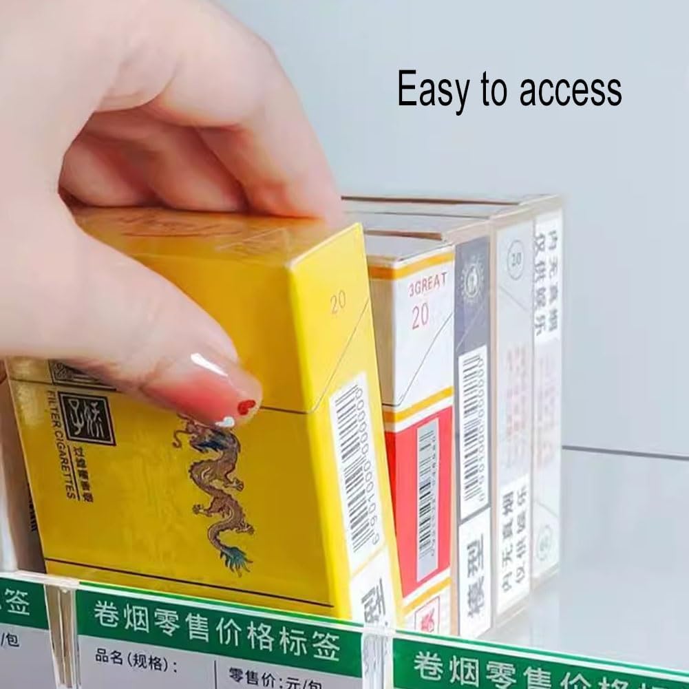 Store Display Shelves Cigarette Display Holder Cigarette Display Case, Acrylic Box Wall Mounted Cigarette Rack Automatic Clear Cigarette Case Pushers Rack Up to 350 Packs of Cigarettes Can Be Placed(6