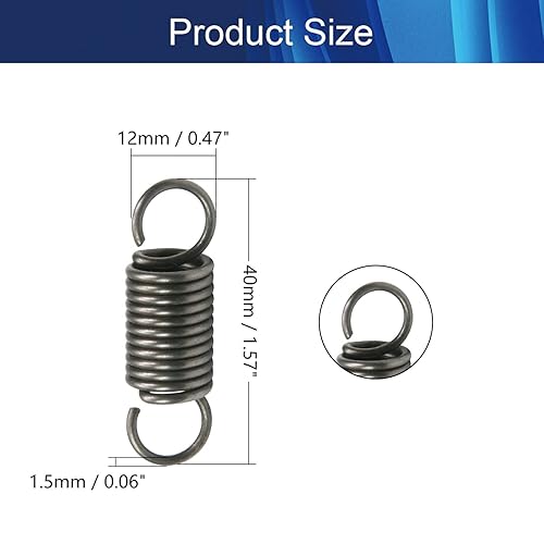 Miniatura 43 de 10 unidades de alambre de resorte de extensión pequeño de 0.02 pulgadas, diámetro exterior 0.2 pulgadas, longitud libre 0.98 pulgadas, resorte