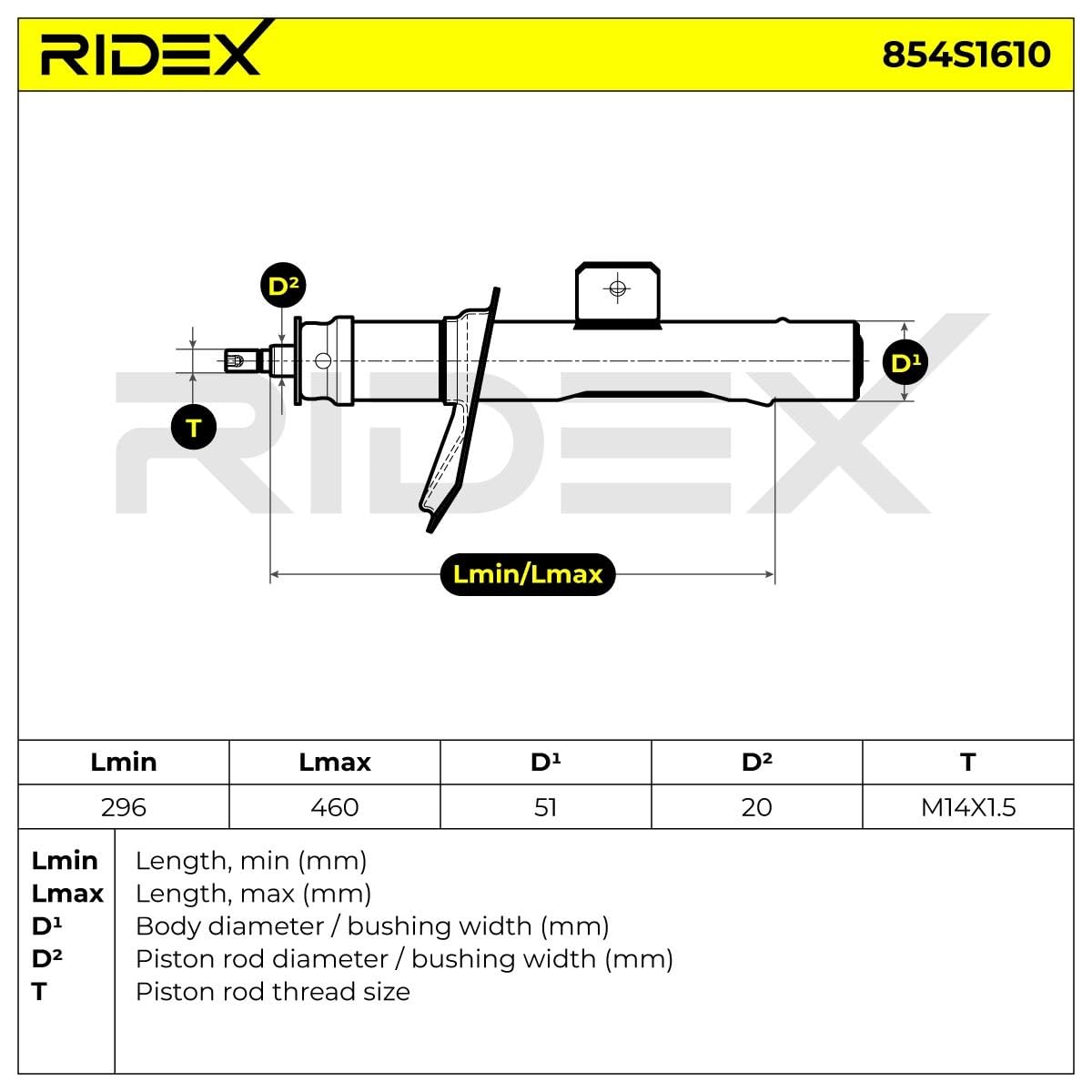 RIDEX 854S1610 2x Amortiguador Delantero Izquierda Delantero Derecha Delantero Compatible con CITROËN Berlingo/Berlingo First I MF, GJK, GFK
