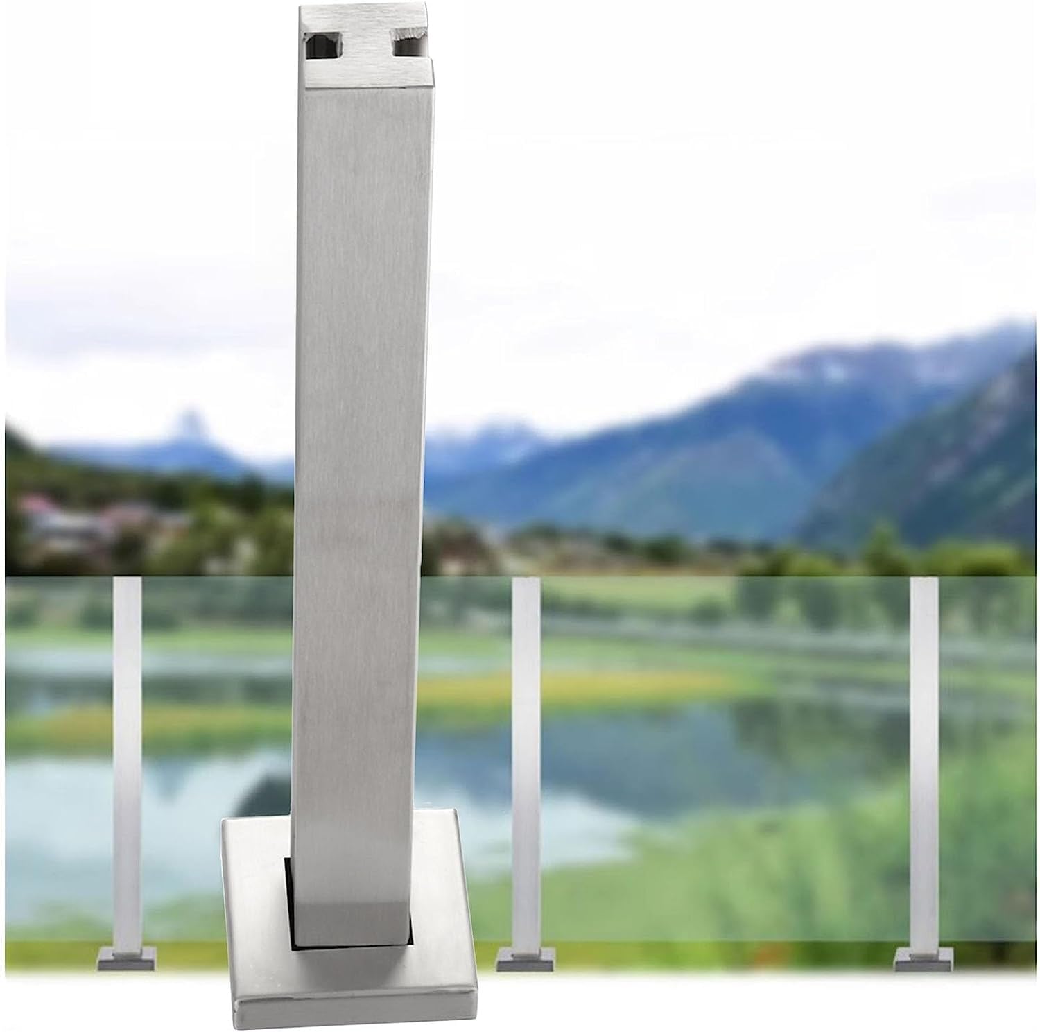 Ciężkie balustrady dwupakowe, uniwersalne słupki środkowe do paneli drewnianych z tworzywa sztucznego (1012 mm), idealne na tarasy, korytarze, werandy i balkony, wysokość 60 cm