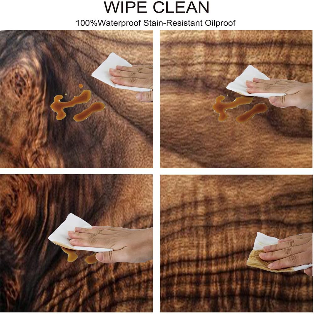 Wood Texture Square Fitted Tablecloth, Oak Pattern, Elastic Edge, Suitable for Table Decoration, Buffet and Camping, Fit for 55"x55" Square Table