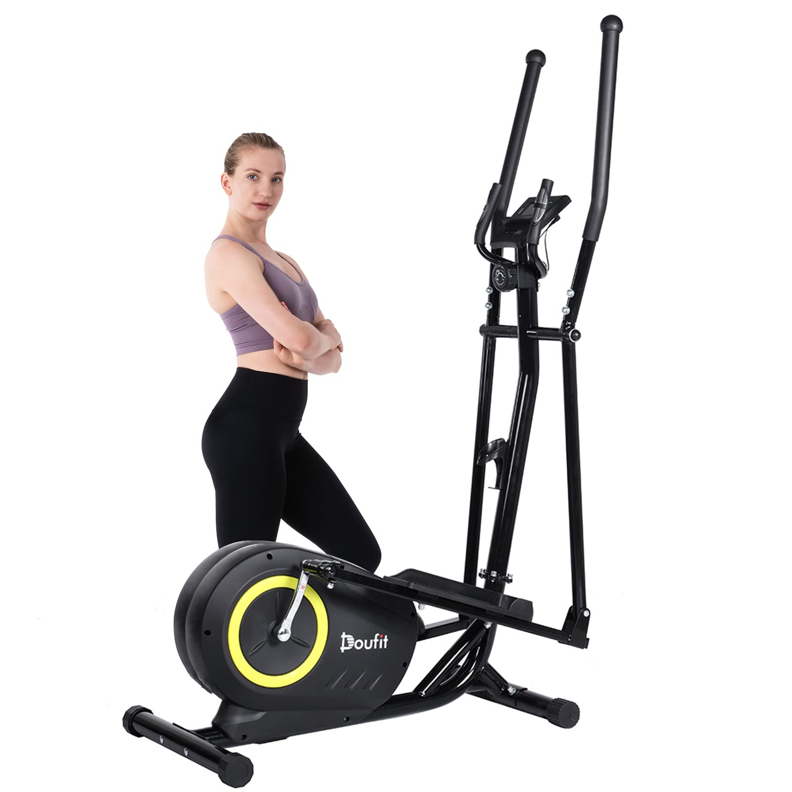 Elliptical Machine for Home Use, Eliptical Exercise Training Machines for Indoor Fitness Workout, 8 Levels Adjustable Magnetic Elliptical Cross Cadio Equipment with LCD Monitor & Pulse Sensors