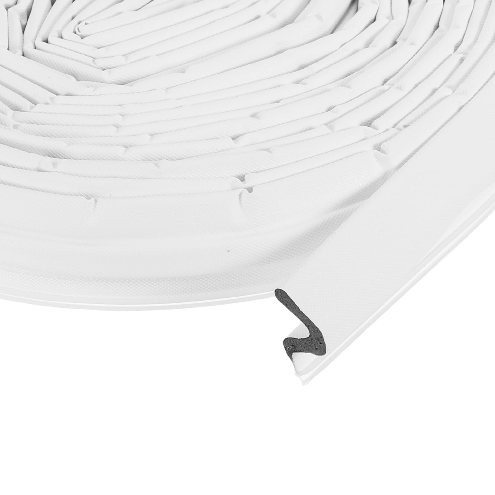 sourcing map Weather Stripping Door Seal, 49 ft Foam Kerf Weather Strip V-Shape Soundproofing Exterior Door Frame Seal Strip for Large Gap (White Cover/Grey Foam)