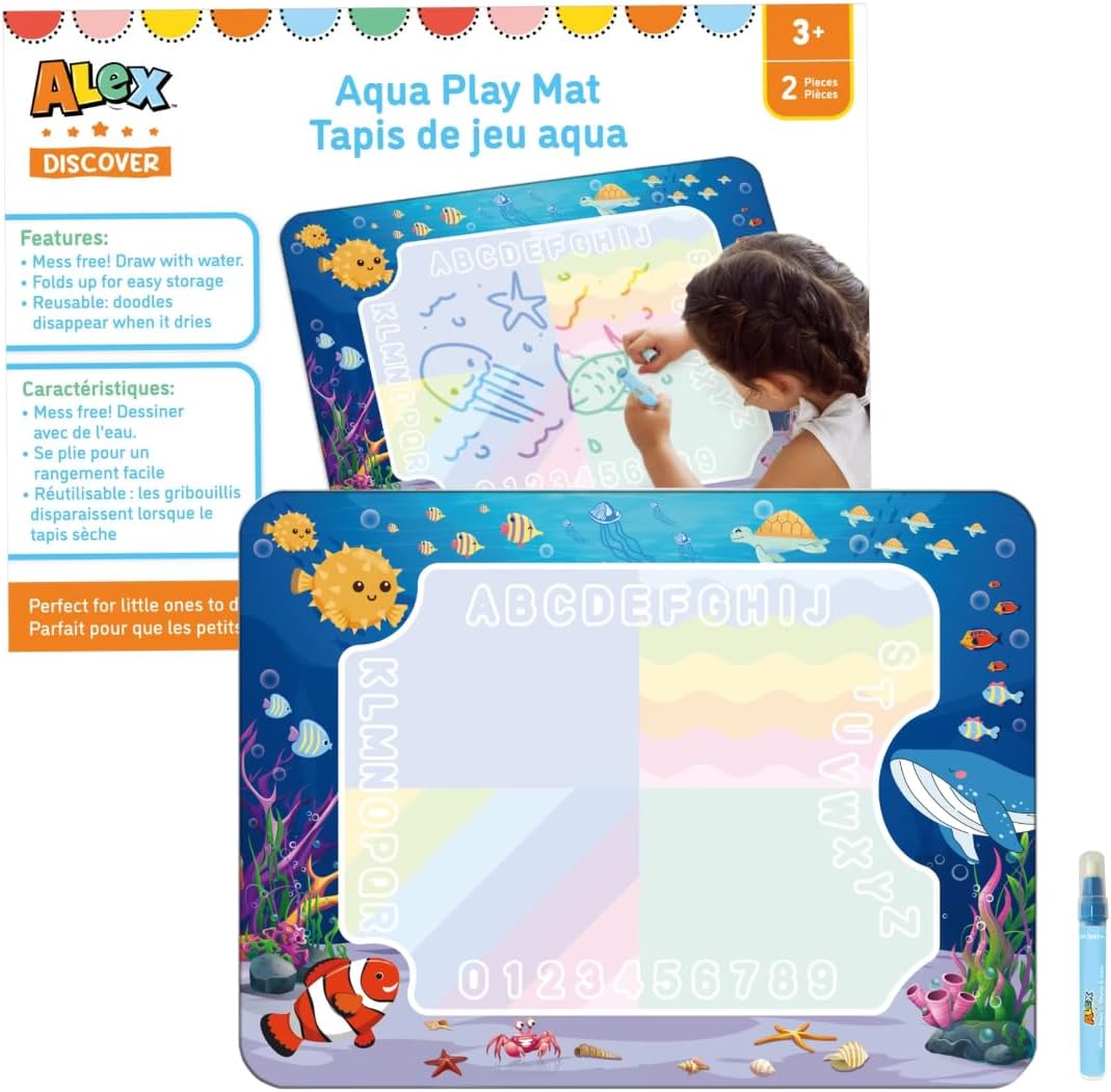 ALEX Toys Aqua Play Mat, Mess Free Water Drawing Mat with Reusable Water Pen