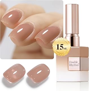 Double Rhythm Translucent Gel Polish Sheer Neutral Natural Light Milky Same Color Same Bottle 15ML Jelly UV Polish Nail Art DIY at Home (Jelly Nude Brown-A1492)