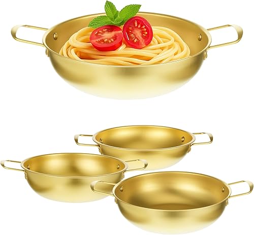 Paquete de 3 macetas coreanas para fideos ramen, olla de acero inoxidable dorada para sopa, fideos, pasta, hogar y exterior, apta para lavavajillas,