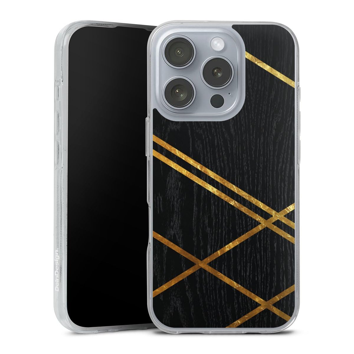 Coque iPhone 16 Pro silicone étui souple géométrique or antichoc - 2