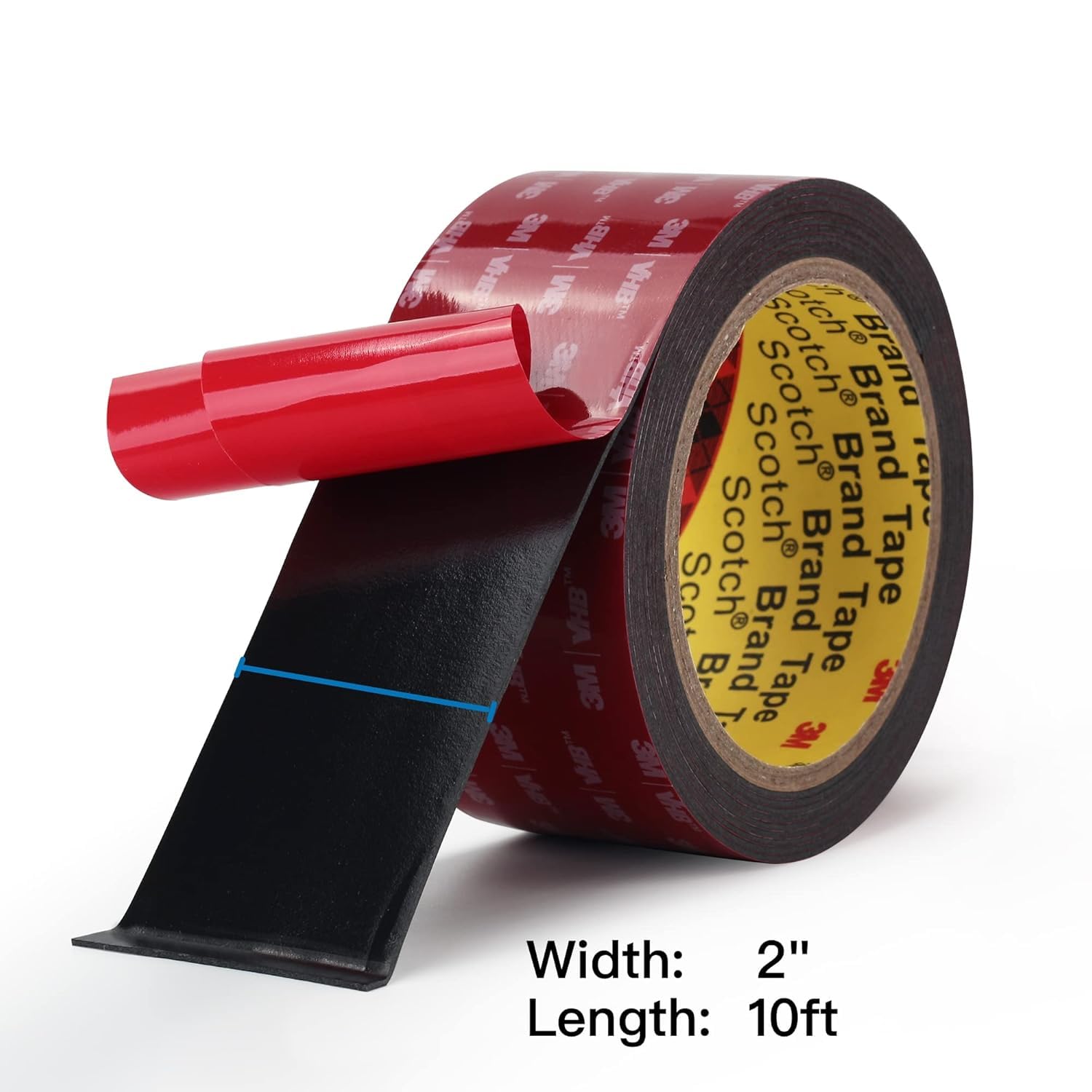 3M Double Sided Mounting Tape 2 Pack 2" Width 5925 Black Foam Tape High Bond Waterproof Heavy Duty Strong Adhesive Tape Thick 0.025in Fastener Replace Décor Frame Logos