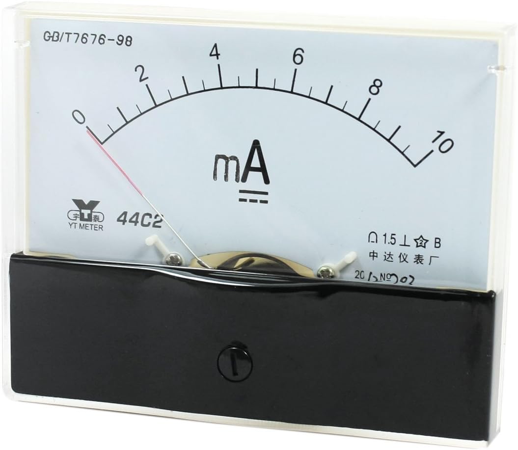 sourcingmap Analog Current Panel Meter DC 0-10mA 44C2/10MA Ammeter for Automotive Circuit Testing Charging Battery Ampere r Gauge Pack of 1