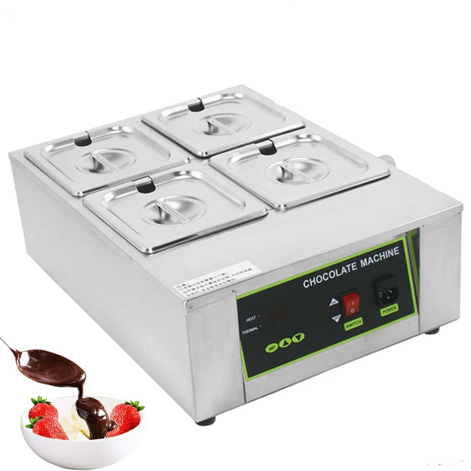 Fundidor de Chocolate, máquina de fusión Multifuncional Comercial, Calentamiento de Agua con Control automático de Temperatura, Apto para restaurantes, 3 Rejillas,4 Grid