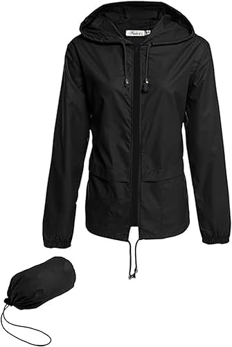 Hount - Chaqueta impermeable para mujer, ligera con capucha y plegable para la lluvia y actividades al aire libre (tallas S-3XL)