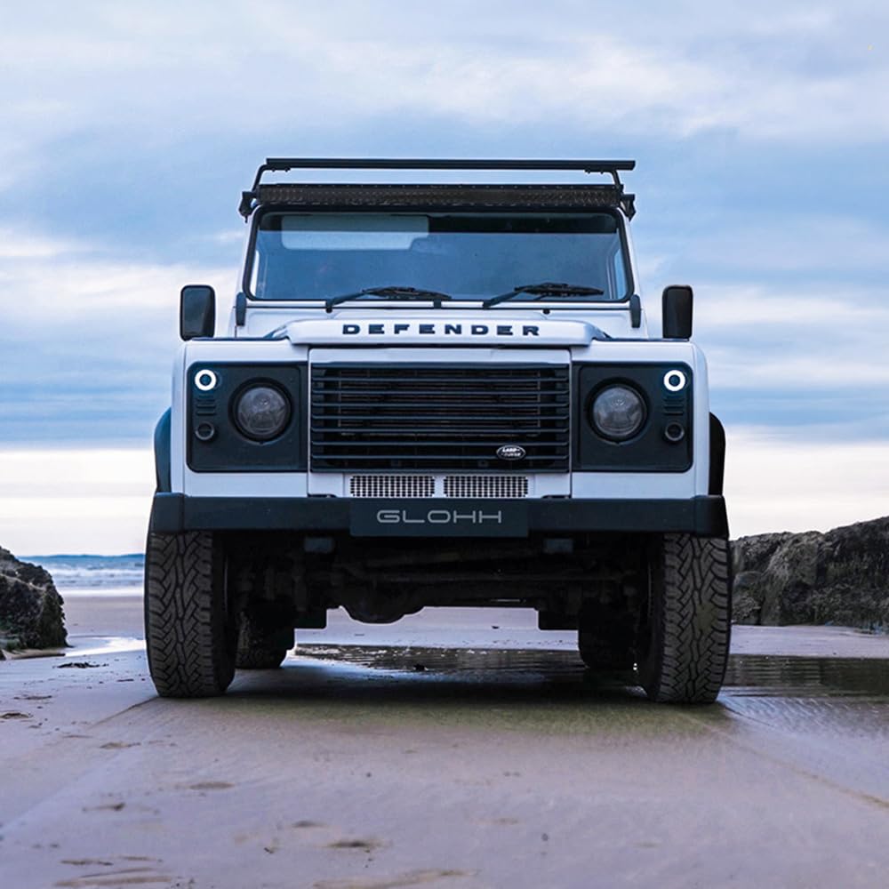 Glohh Światła przednie LED GL-2 kompatybilne z Landrover 90/110 1983-1990 & Defender (LD) 1990-2016 - Przezroczyste (4-częściowe)