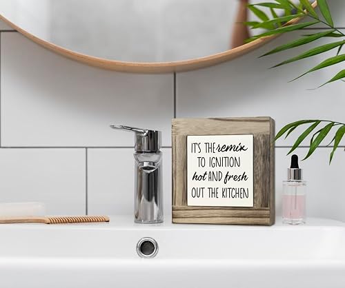 Miniatura 6 de Cartel de cocina, letreros de madera con placas de caja, letrero de decoración de estante, letrero de cocina rústica, decoración de cocina de casa