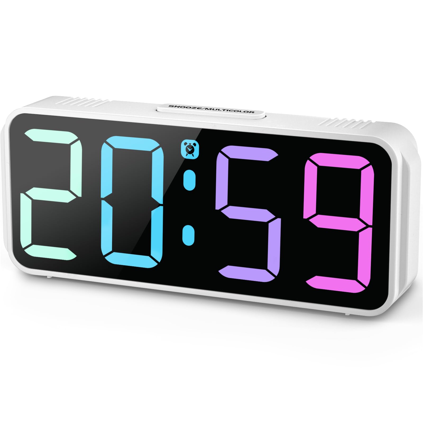 Eachui Wecker Digital RGB Farbiger wecker für Kinder Ohne Ticken Kleiner Uhr Einstellbare Lautstärke und Helligkeit Snooze Funktion 12/24 Stunden Netzbetrieben