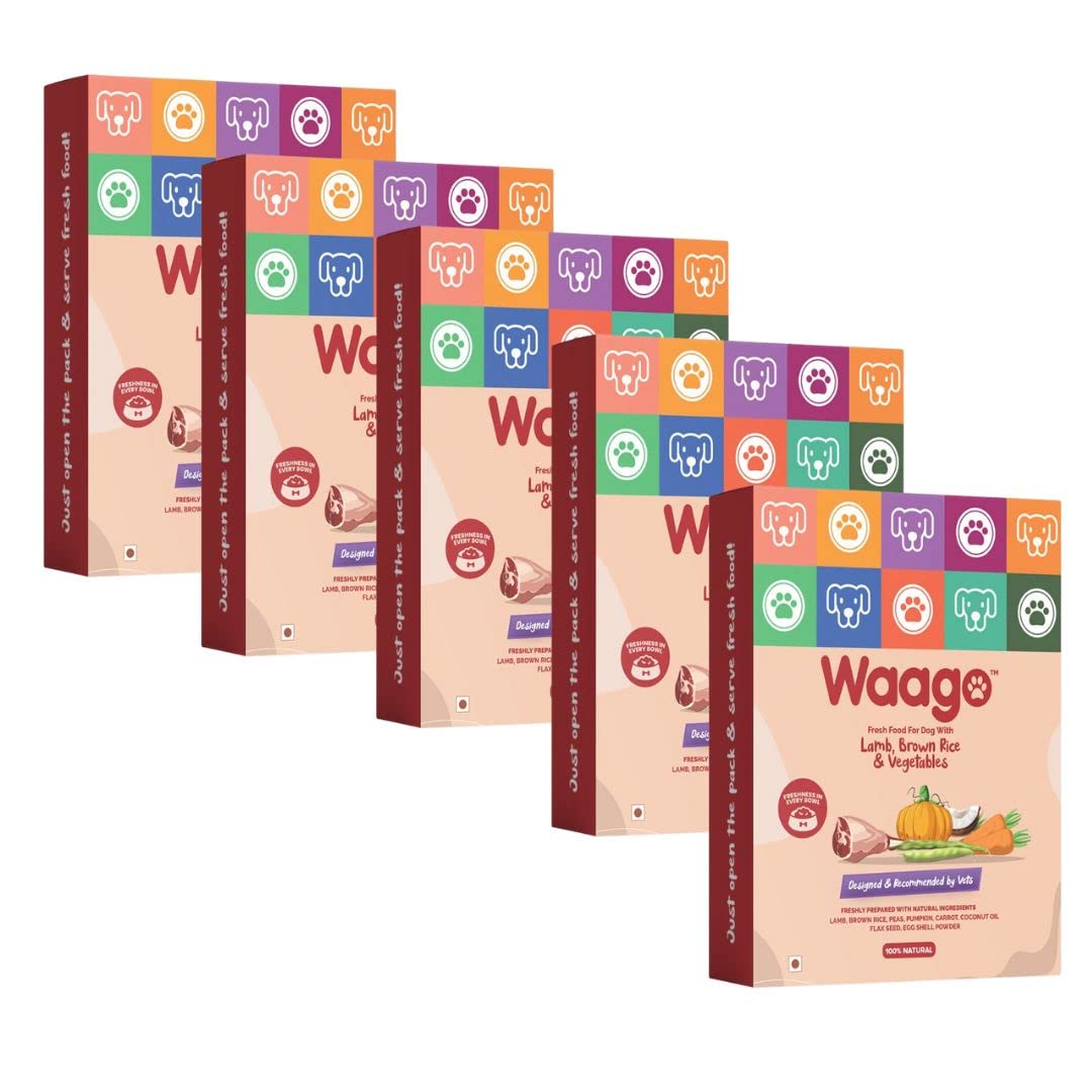 Waago Fresh Lamb Brown Rice and Vegetables Ready-to-Eat Fresh Food for All Breed Dog Above 3 Months, 5 Pack X 300gm Each (B0C6FF9HJ2) Amazon Price History, Amazon Price Tracker