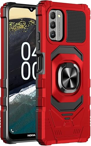 Compatible con Nokia G310 5G Funda para teléfono con protector de pantalla de vidrio templado, soporte de anillo para montaje magnético de