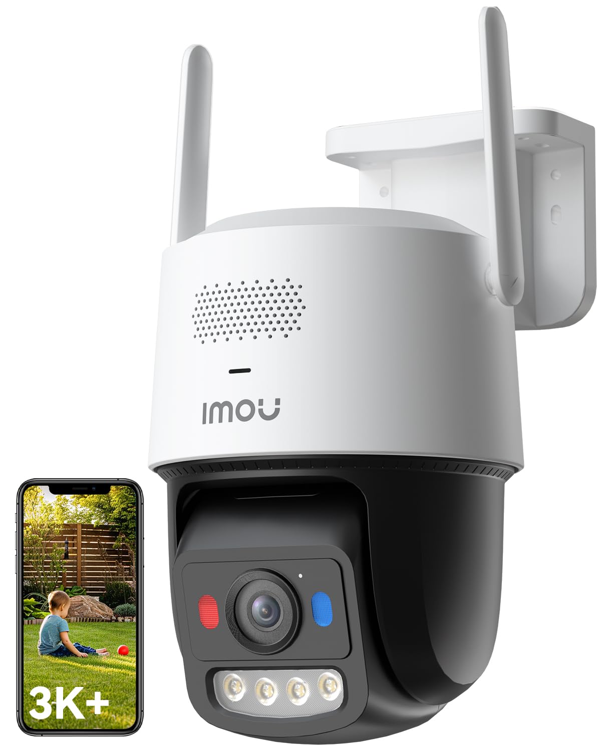 Imou 6MP PoE Überwachungskamera Außen mit Aurora-Farbnachtsicht Hell wie am Tag, 2.4/5GHz WLAN Outdoor Kamera 360° PTZ, KI Personen-/Fahrzeugerkennung, Smart Tracking, 2-Wege-Audio, Sirene Privatmodus
