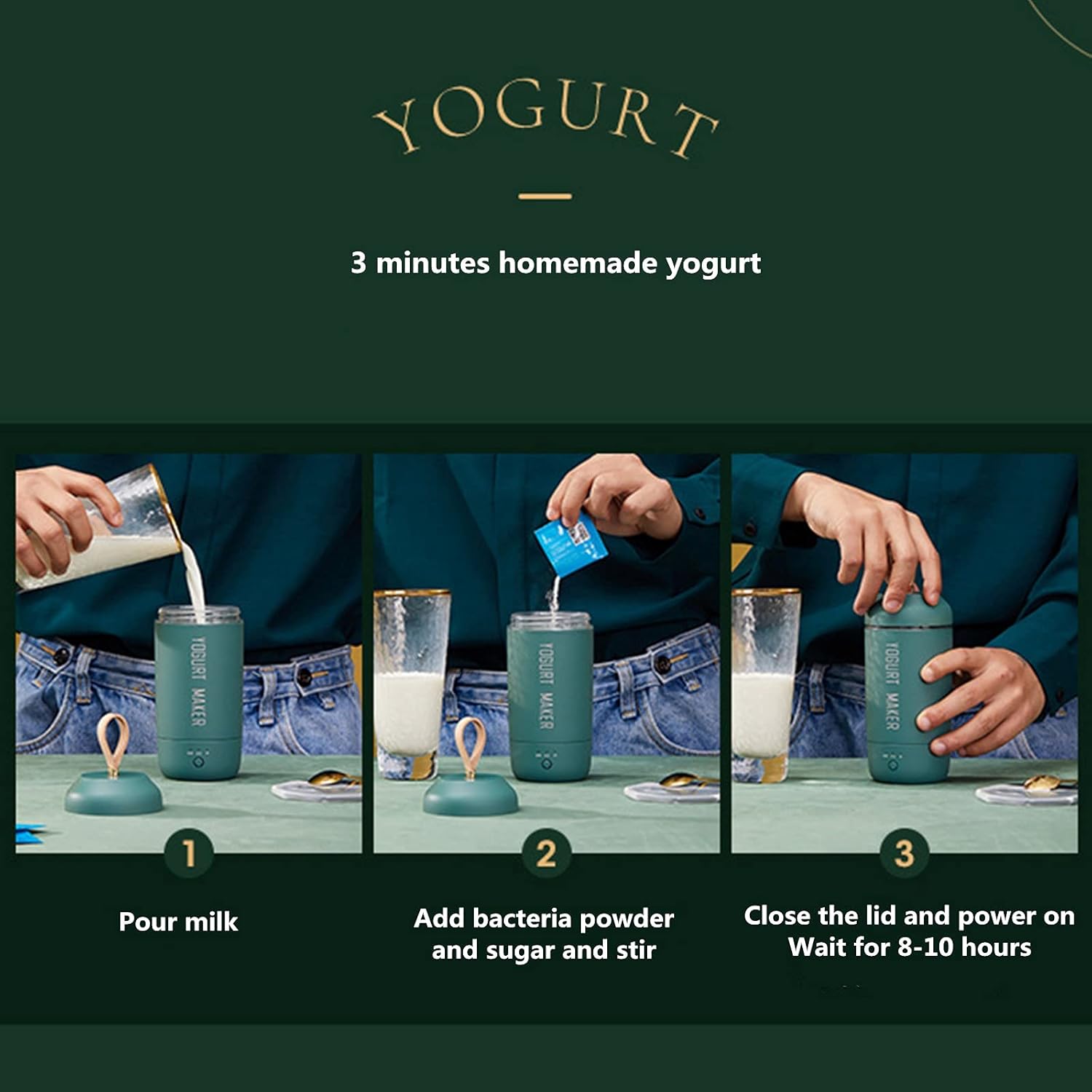 Mini Portable Yogurt Maker Multifunctional Automatic Yogurt Cup Vacuum Flask 280ml Simple and Easy to Operate for Making Yogurt with Various Flavors