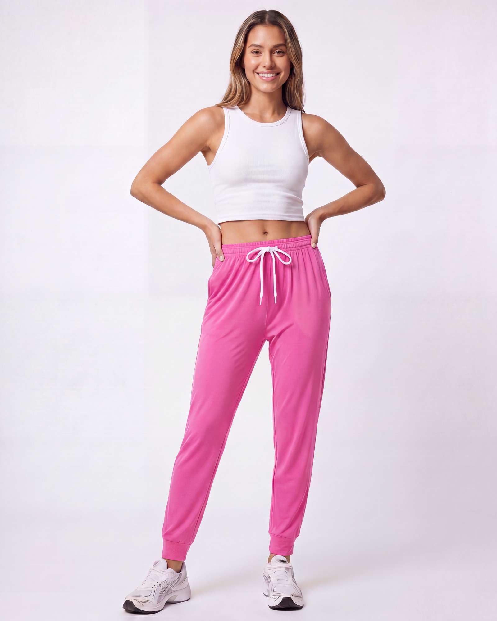 Real Essentials Sportliche Jogginghose für Damen, Dry-Fit, mit Kordelzug (erhältlich in Übergröße), 3er-Pack