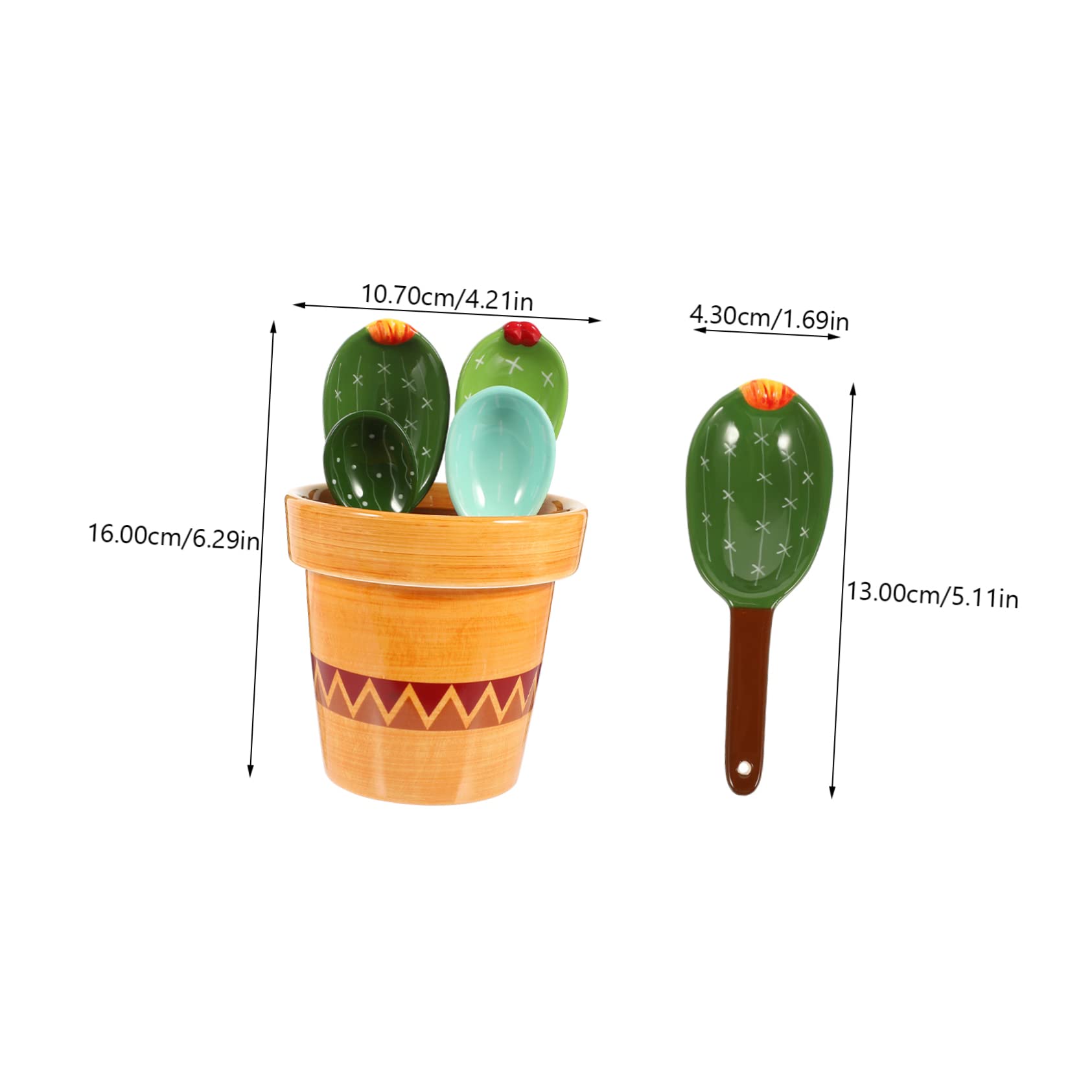 Cucharas Medidoras Cactus 5 Piezas de Cerámica para Hornear