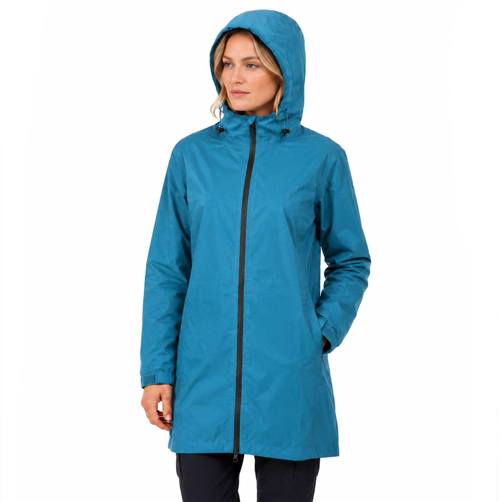 Regenjacke Damen Wasserdicht Atmungsaktiv Regenmantel Damen Wasserdicht Leichte Windbreaker Damen mit Kapuze Regenmantel Damen Lang für Aktivitäten im Freien