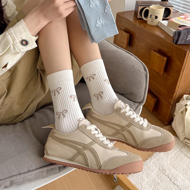 Women's Cute Lace Trim Bow Socks, Casual Athletic Ruffle Frilly Cotton Calf Socks for Women Ladies - Image 7