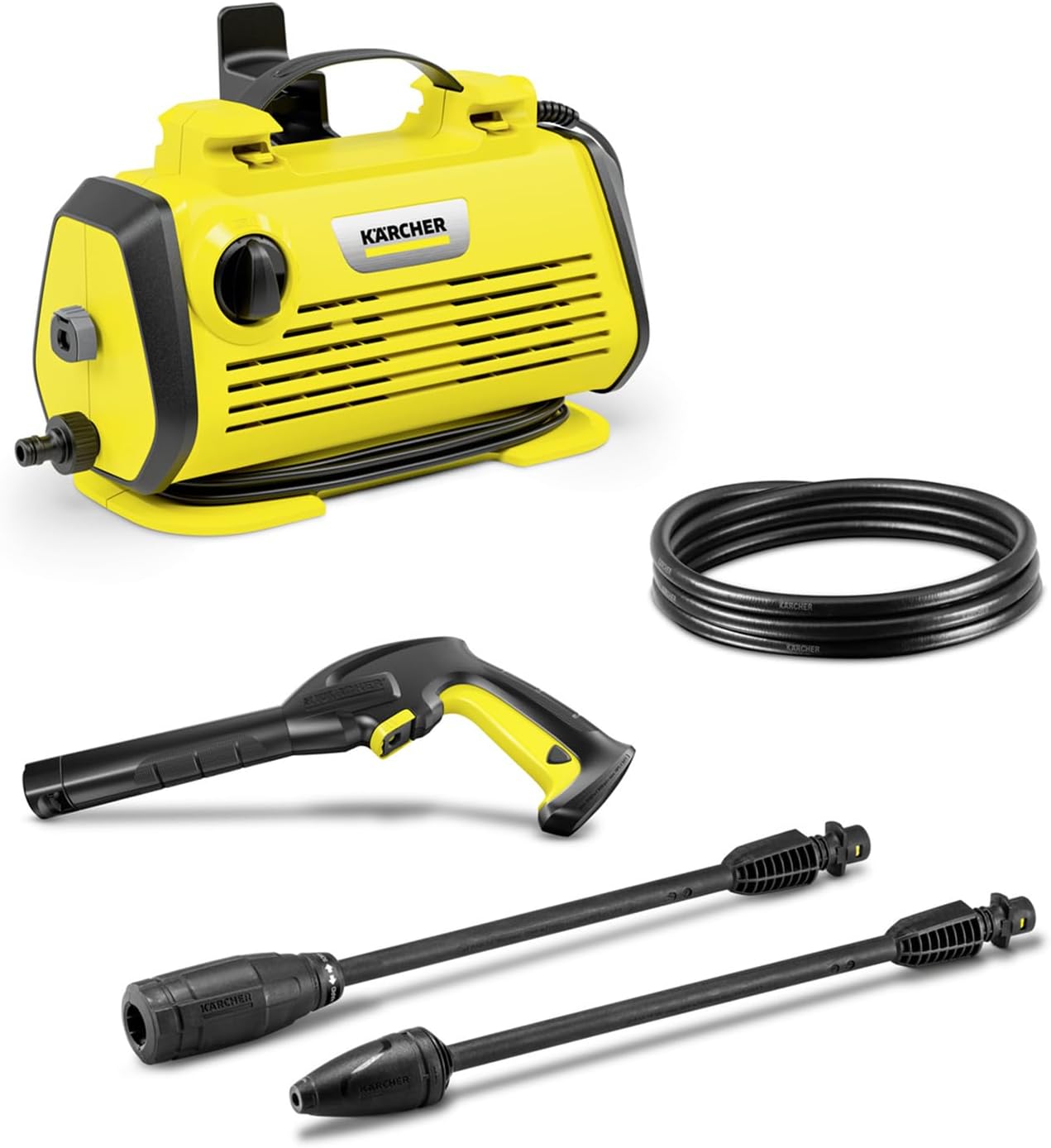 Kärcher K 3 Horizontal Pressure Washer, Pressure: max. 120 bar, Flow Rate: 380 l/h, Area Performance: 25 m²/h, Water Filter, Weight: 3.7 kg, high-Pressure Hose and Gun, Spray Lance, Dirt Blaster