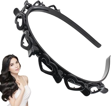 Curly Hair Headband, Non-Slip Twist Blade Headband, Vista Anti-Slip Hairpin Comb | Teeth Comb Hair Hoop Headband with Clip for Adults, Men, Women, Girls