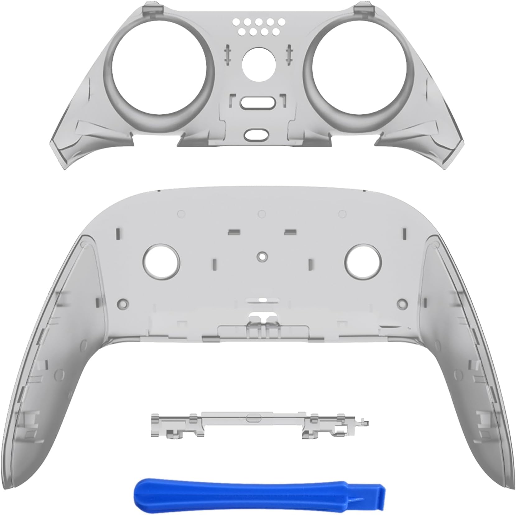 eXtremeRate Top Bottom Decorative Trim Shell Compatible with ps5 Edge Controller DIY Replacement Front Back Clip Shell, Custom Clear Black Plates Cover Compatible with ps5 Edge Controller