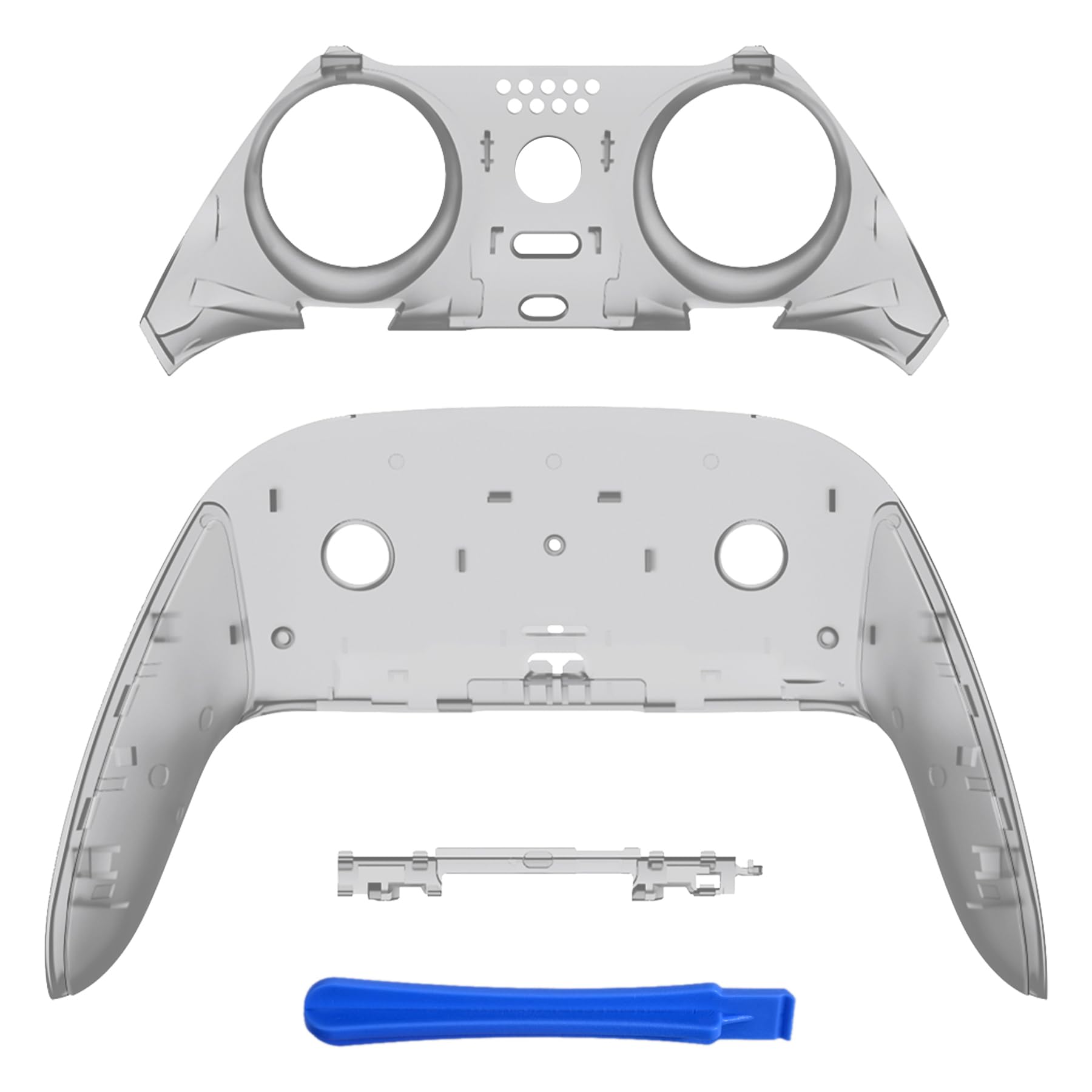 eXtremeRate Top Bottom Decorative Trim Shell Compatible with ps5 Edge Controller DIY Replacement Front Back Clip Shell, Custom Clear Black Plates Cover Compatible with ps5 Edge Controller