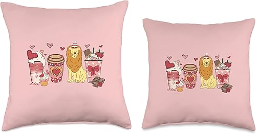 Miniatura 3 de Happy Valentines Day for Lion Wild Life Lover Almohada de león para el día de San Valentín safari y amantes del café 16 x 16 pulgadas multicolor