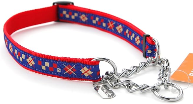 Amazon 大型犬用しつけ首輪 アミット しつけに便利おしゃれなハーフチェーンカラー 02 Lサイズ 色 113 クレストブルー アミット ベーシック首輪 通販