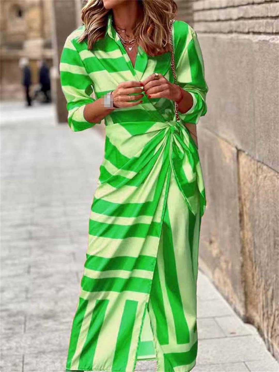 Spring Summer Print Dress Striped Skirt Comfortable Street Women's Wear Dresses Robe