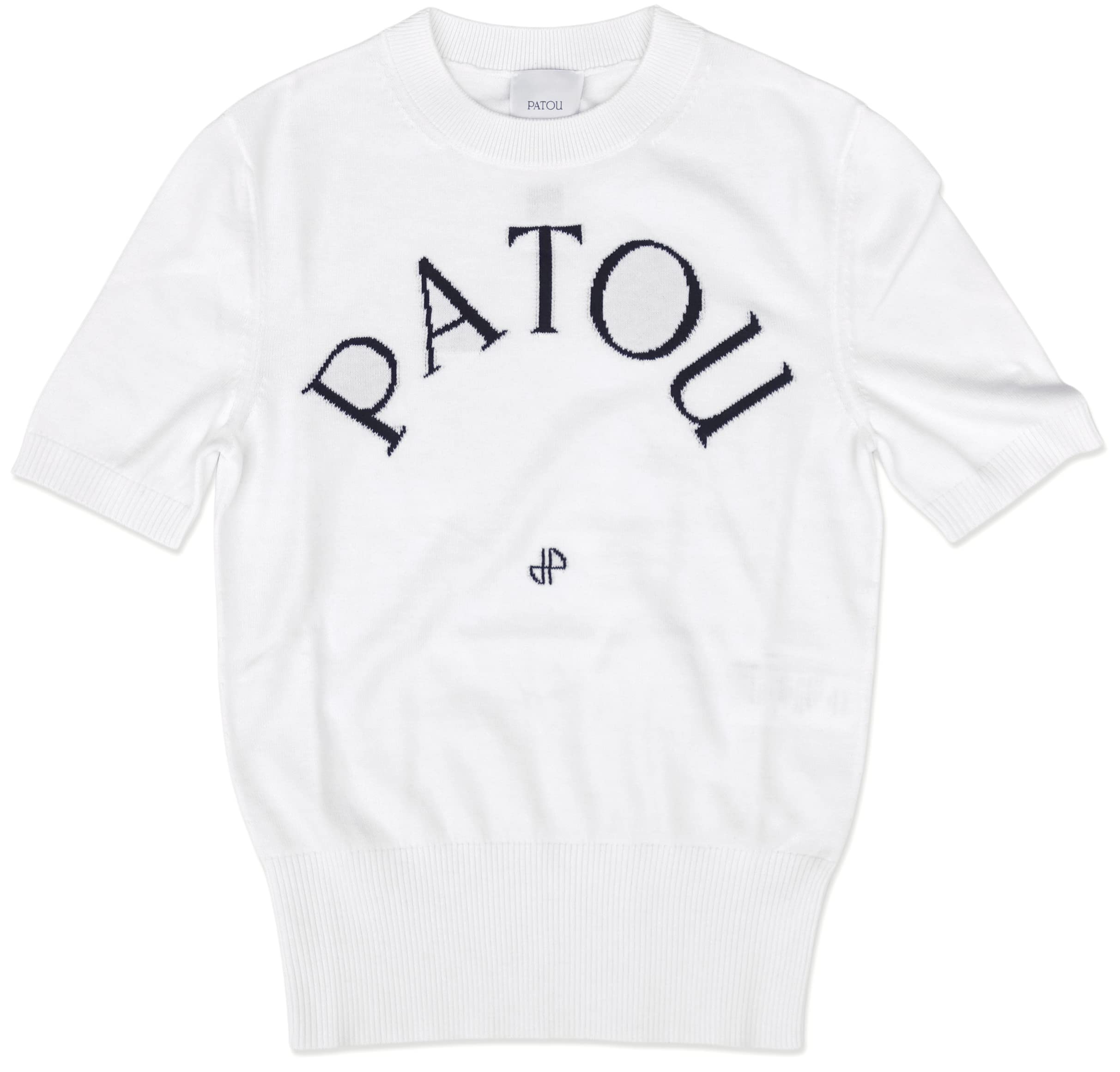 パトゥ PATOU ニット 半袖 エコフレンドリーコットン ジャカードニット ショートスリーブ KN0688045 0001 Patou | エコフレンドリーコットンブレンド パトゥ ジャカードニット